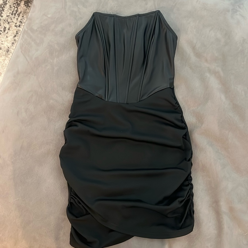 SHEIN never worn black bustier half pleather dress
